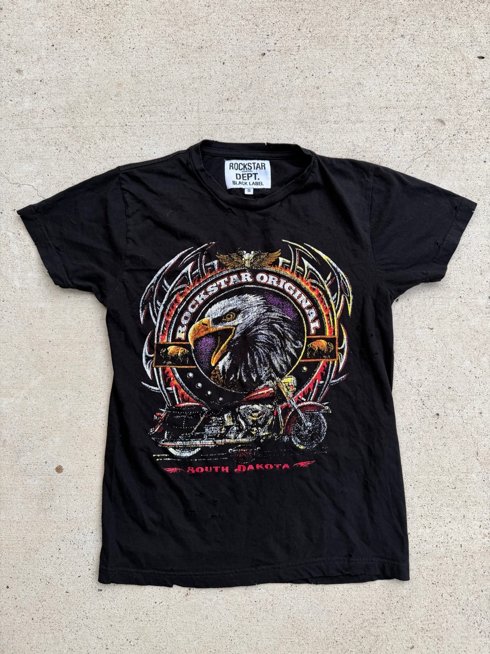 Rockstar Original Black Label Eagle Biker Motorcycle South Dakota T-Shirt S